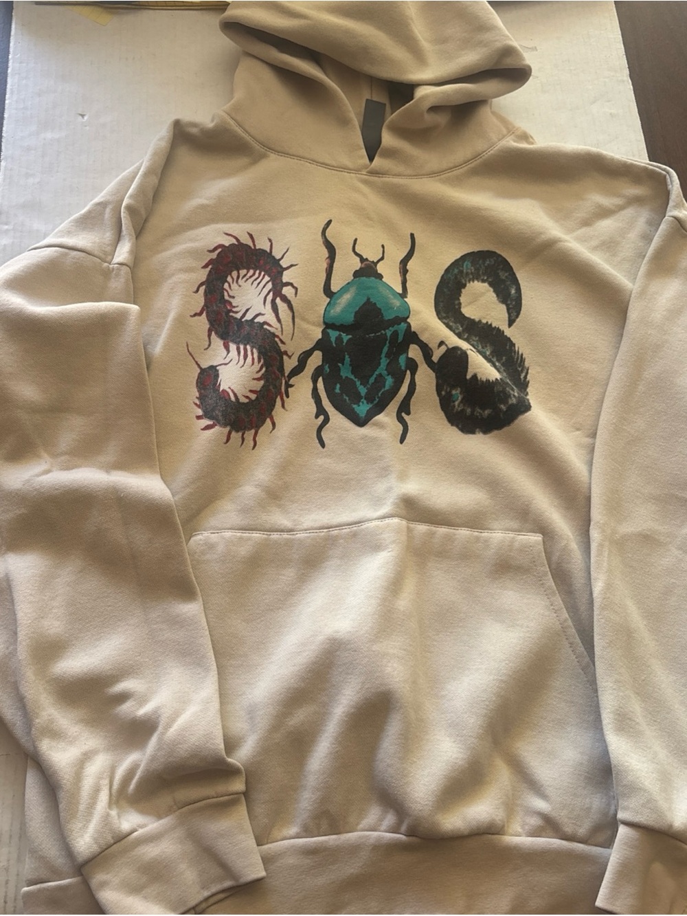 SZA 2025 Concert Tour Merch Beige SOS Graphic Hoodie Sweatshirt Cream